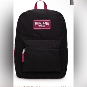 🆕 Montana Western Black with burgundy back & back straps Backpack New with Tags